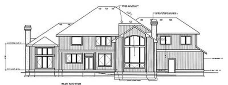 Home Plan Rear Elevation of this 4-Bedroom,4545 Sq Ft Plan -119-1080