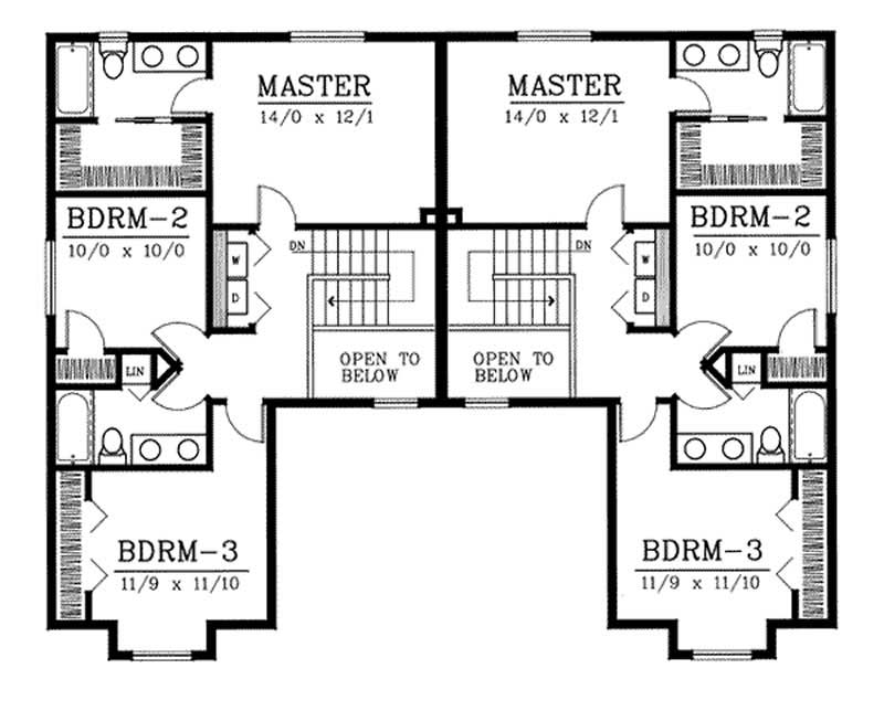 Floor Plan Second Story of Multi-Unit Plan #119-1082