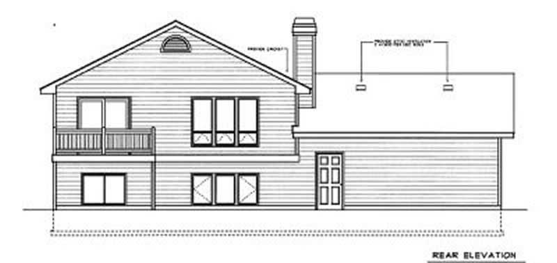 Home Plan Rear Elevation of this 2-Bedroom,1126 Sq Ft Plan -119-1085