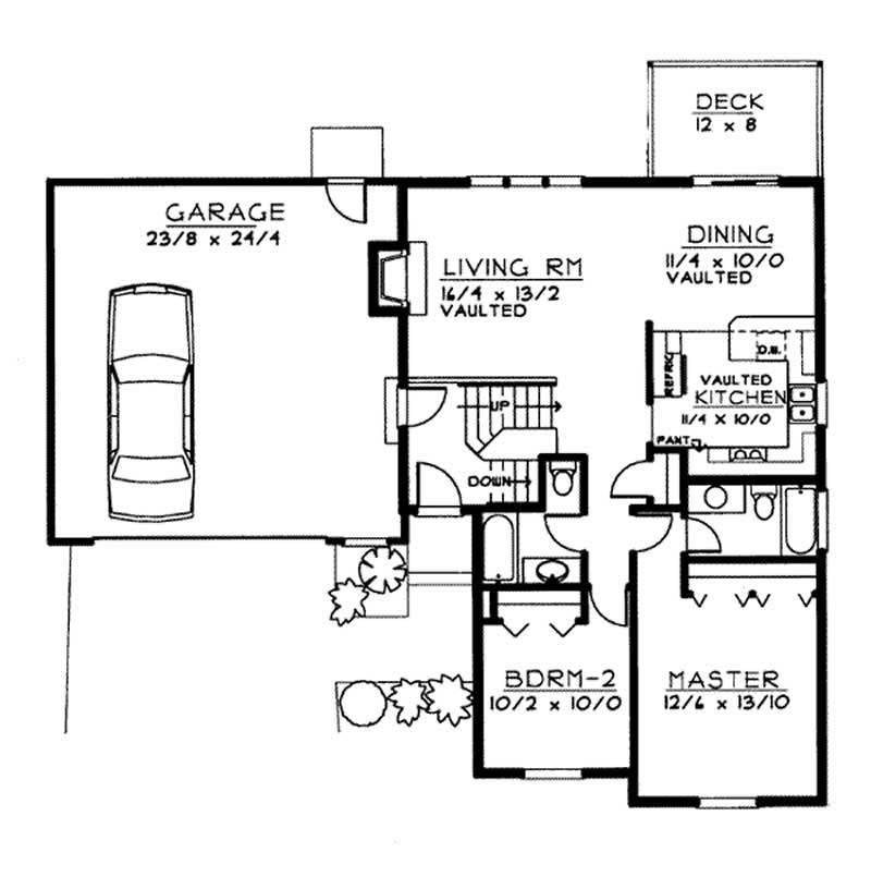 Floor Plan First Story of Multi-Level Plan #119-1085