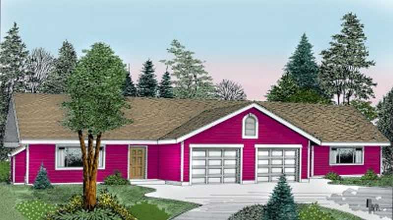 Front elevation of Duplex/Multi-Unit home (ThePlanCollection: House Plan #119-1087)