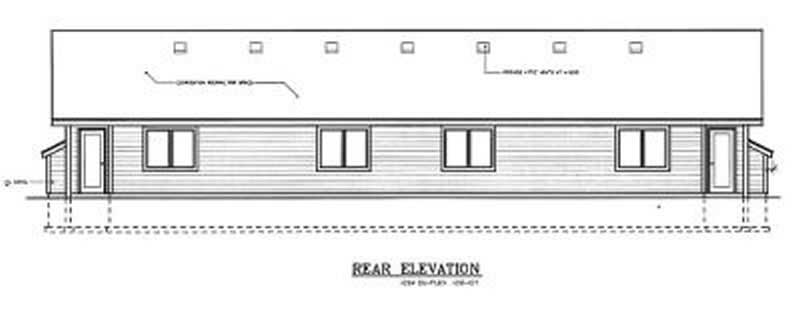Home Plan Rear Elevation of this 2-Bedroom,1034 Sq Ft Plan -119-1087