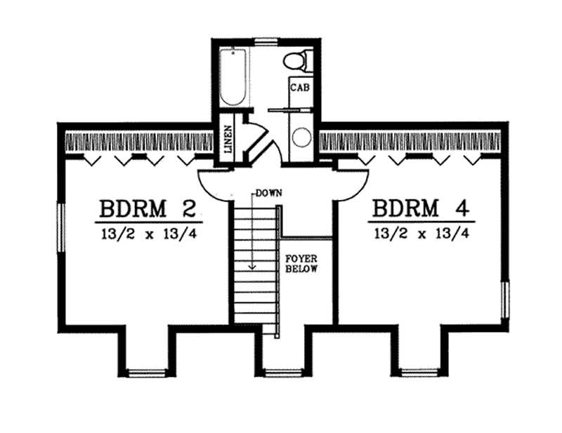 Floor Plan Second Story of Country Plan #119-1091