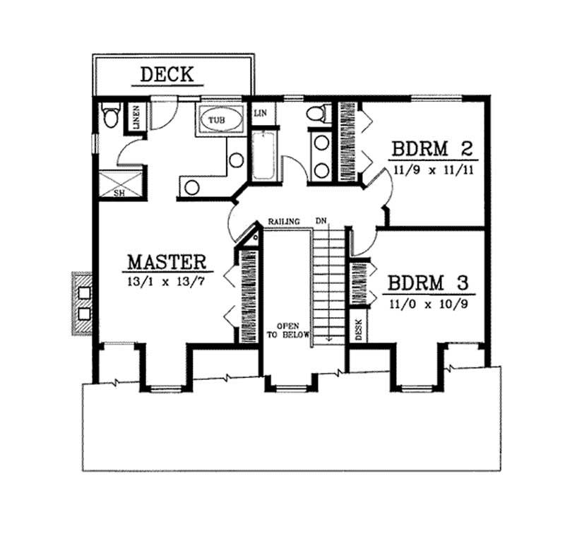 Floor Plan Second Story of Country Plan #119-1092