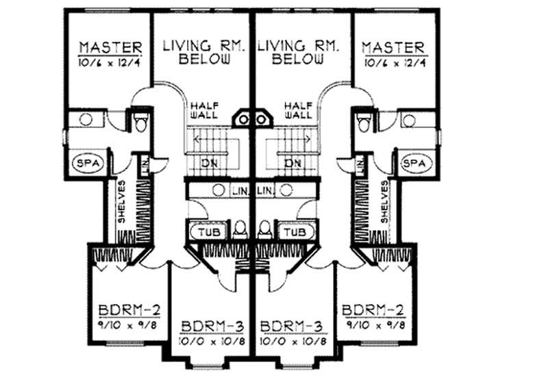 Floor Plan Second Story of Multi-Unit Plan #119-1093