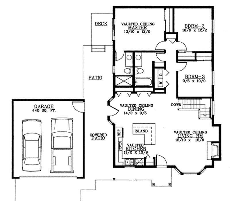 Floor Plan First Story of Ranch Plan #119-1094
