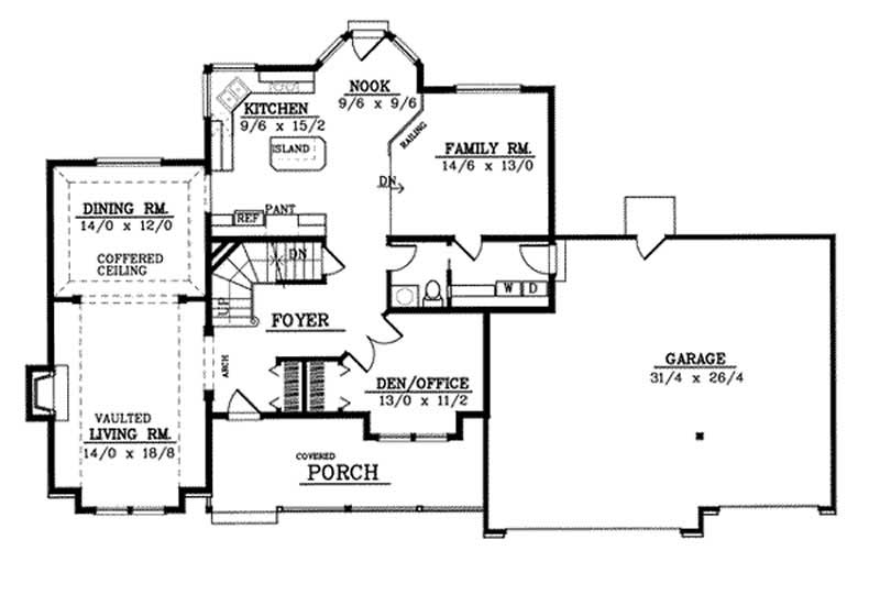 Floor Plan First Story of Country Plan #119-1096