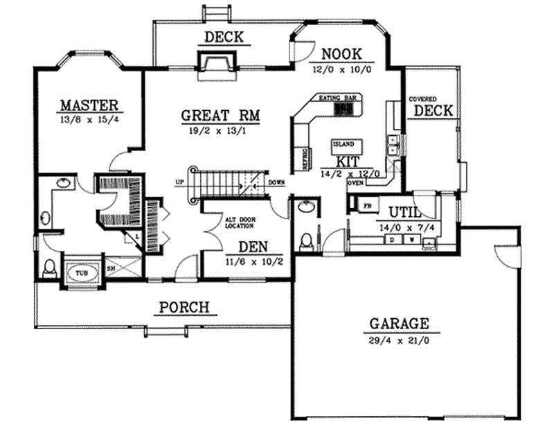 Floor Plan First Story of Country Plan #119-1099