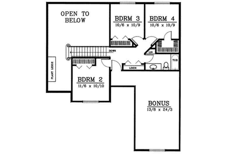 Floor Plan Second Story of Country Plan #119-1099