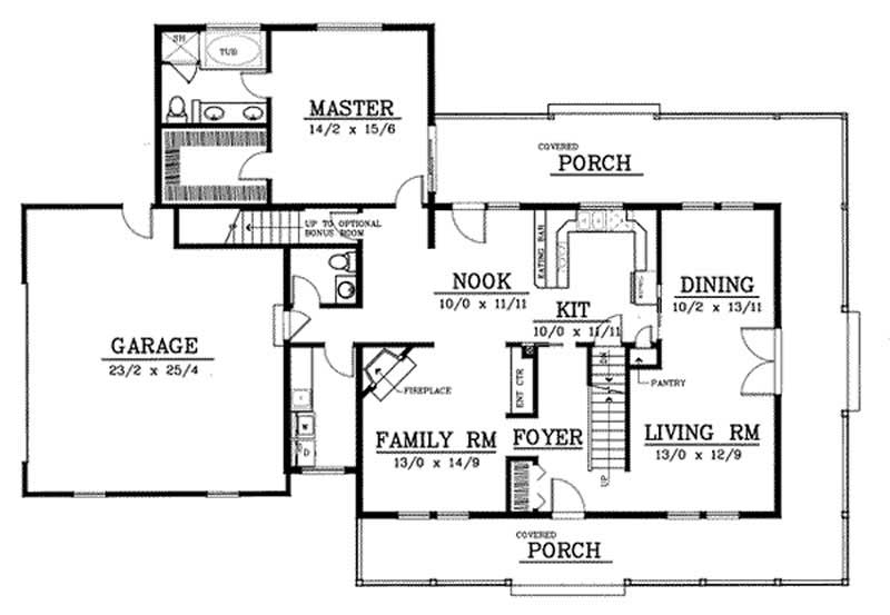 Floor Plan First Story of Country Plan #119-1100