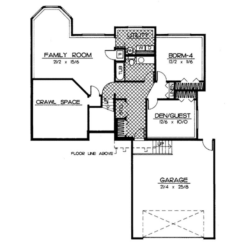 Floor Plan Basement of Prairie Plan #119-1101