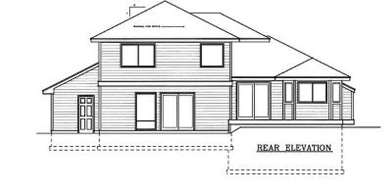 Home Plan Rear Elevation of this 3-Bedroom,1872 Sq Ft Plan -119-1102