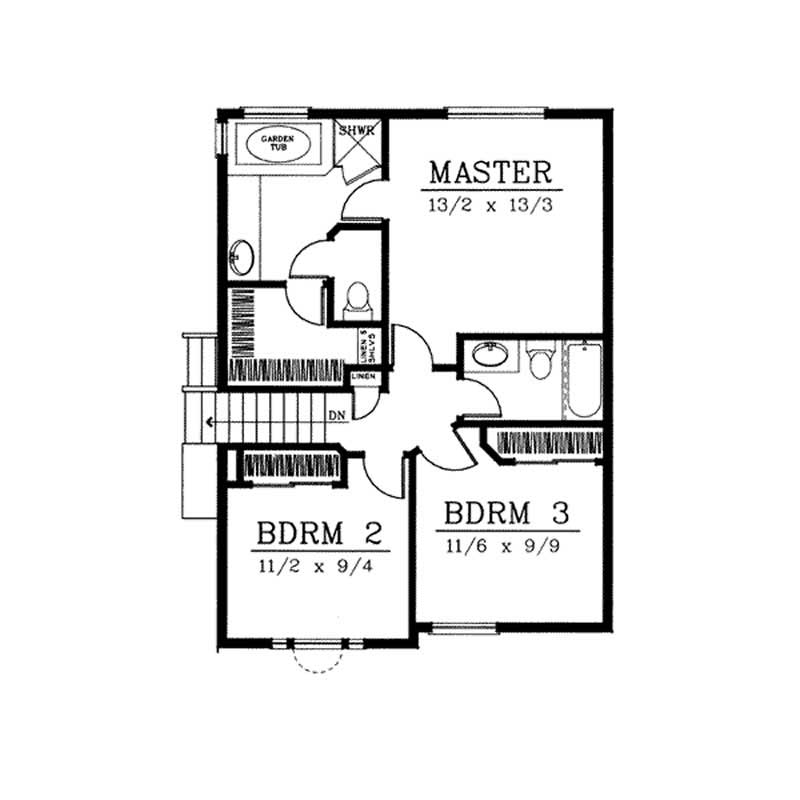 Floor Plan Second Story of Contemporary Plan #119-1102