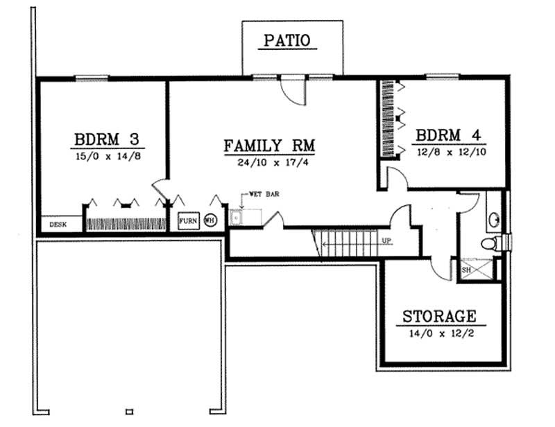 Floor Plan Basement of Ranch Plan #119-1103