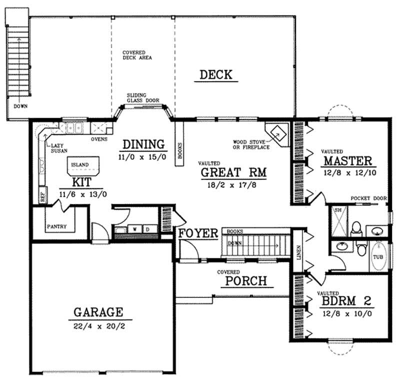 Floor Plan First Story of Ranch Plan #119-1103