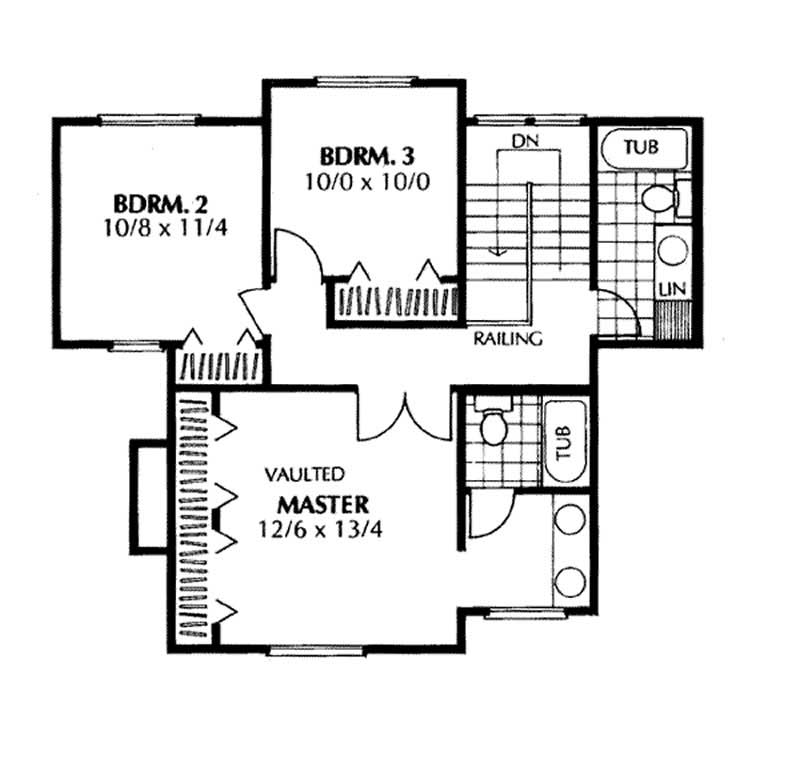 Floor Plan Second Story of Contemporary Plan #119-1111
