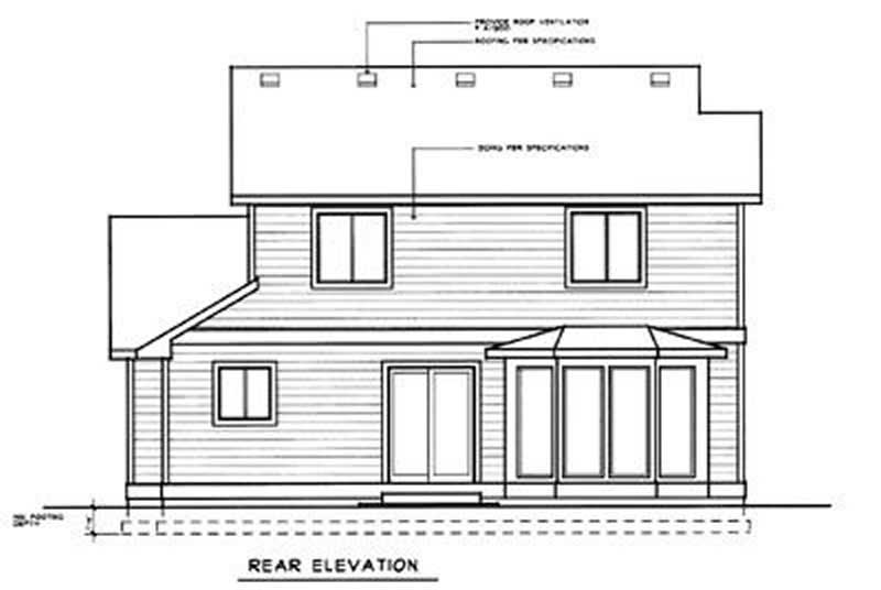Home Plan Rear Elevation of this 3-Bedroom,1278 Sq Ft Plan -119-1114