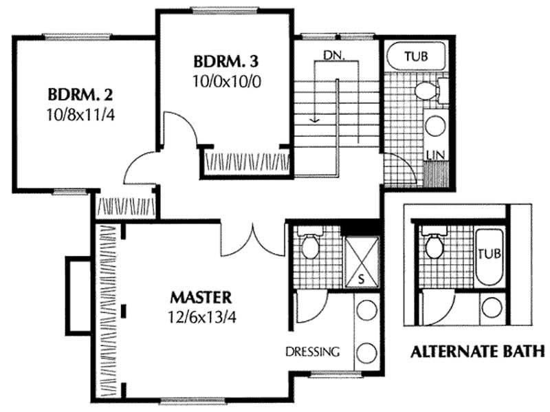 Floor Plan Second Story of Country Plan #119-1115