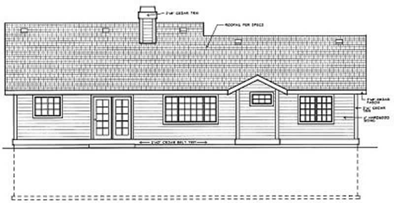 Home Plan Rear Elevation of this 3-Bedroom,1428 Sq Ft Plan -119-1116