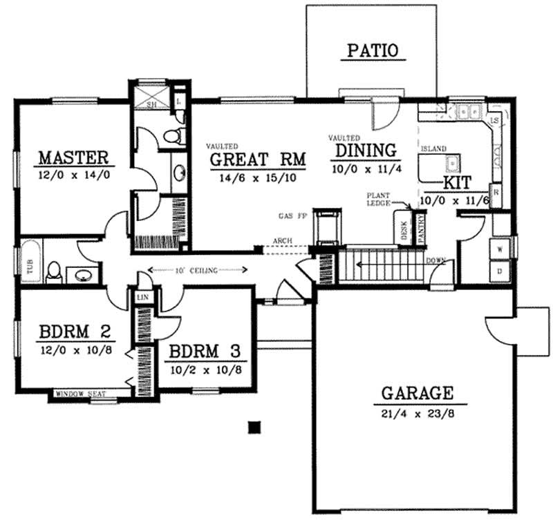 Floor Plan First Story of Ranch Plan #119-1116