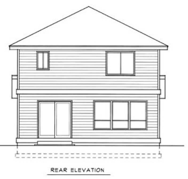 Home Plan Rear Elevation of this 3-Bedroom,1398 Sq Ft Plan -119-1118