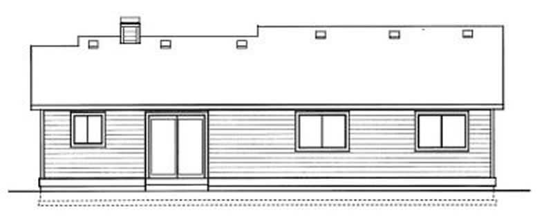 Home Plan Rear Elevation of this 3-Bedroom,1381 Sq Ft Plan -119-1119