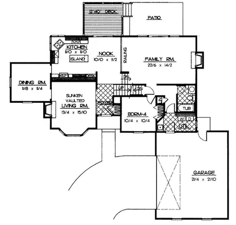 Floor Plan First Story of French Plan #119-1120