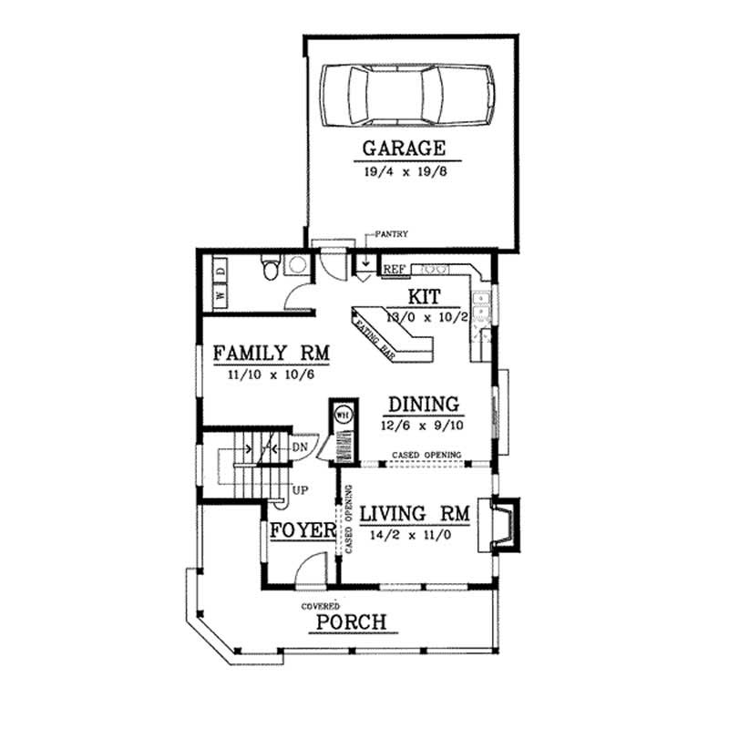 Floor Plan First Story of Country Plan #119-1121