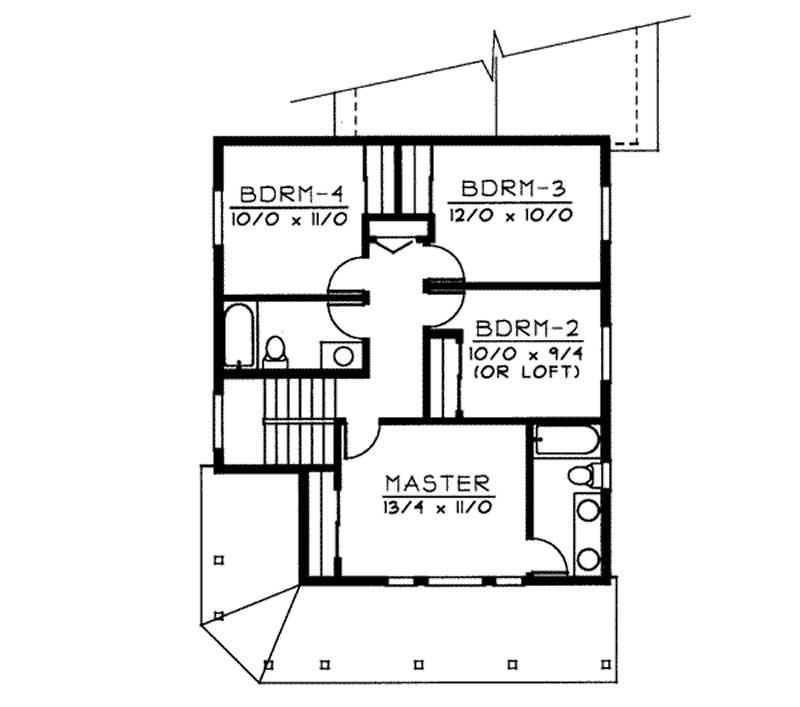 Floor Plan Second Story of Country Plan #119-1121