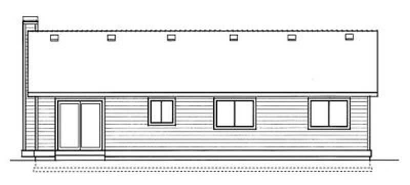 Home Plan Rear Elevation of this 3-Bedroom,1256 Sq Ft Plan -119-1123