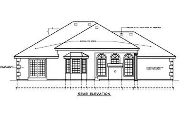 Home Plan Rear Elevation of this 3-Bedroom,1785 Sq Ft Plan -119-1124