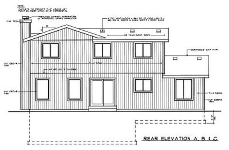 Home Plan Rear Elevation of this 4-Bedroom,1759 Sq Ft Plan -119-1126
