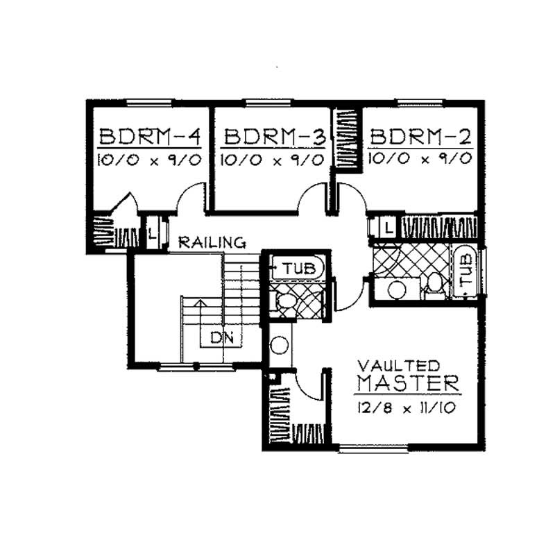 Floor Plan Second Story of Multi-Level Plan #119-1126