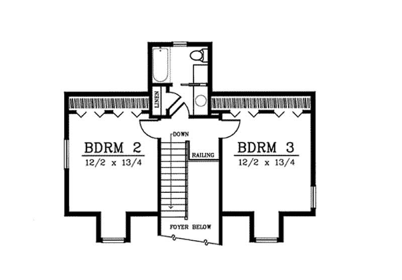 Floor Plan Second Story of Country Plan #119-1133