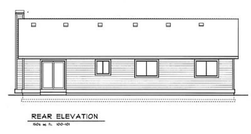 Home Plan Rear Elevation of this 3-Bedroom,1506 Sq Ft Plan -119-1136