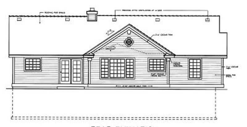 Home Plan Rear Elevation of this 3-Bedroom,1479 Sq Ft Plan -119-1137
