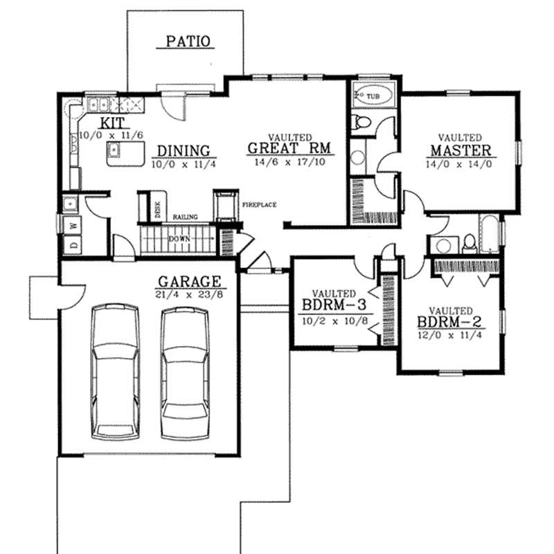 Floor Plan First Story of Ranch Plan #119-1137