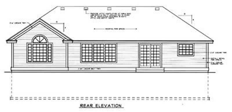 Home Plan Rear Elevation of this 2-Bedroom,1288 Sq Ft Plan -119-1139
