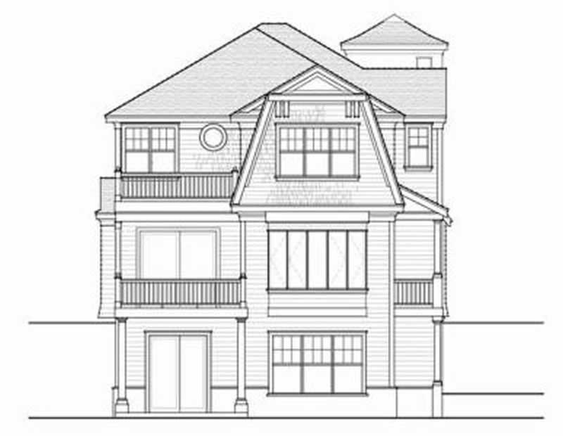 Home Plan Rear Elevation of this 4-Bedroom,4702 Sq Ft Plan -119-1142