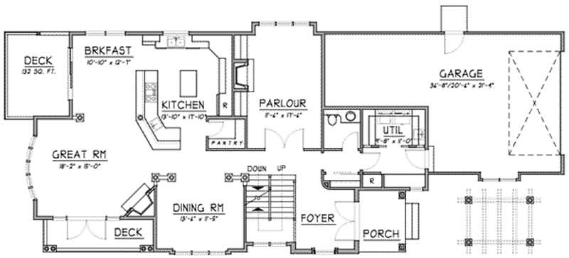 Floor Plan First Story of Craftsman Plan #119-1142