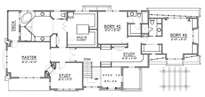 Floor Plan Second Story of Craftsman Plan #119-1142