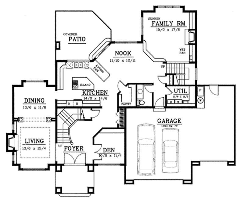 Floor Plan First Story of Luxury Plan #119-1144