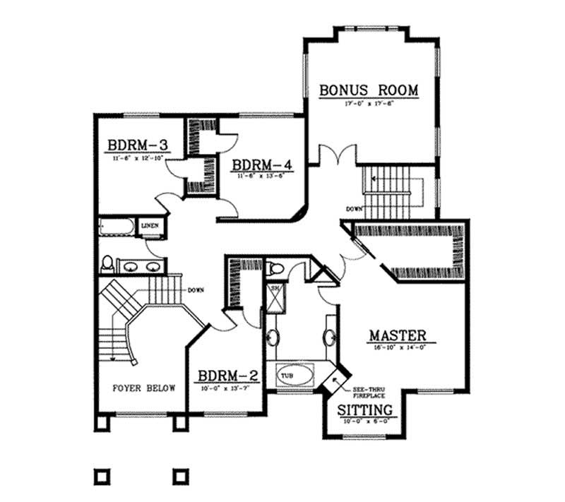Floor Plan Second Story of Luxury Plan #119-1144
