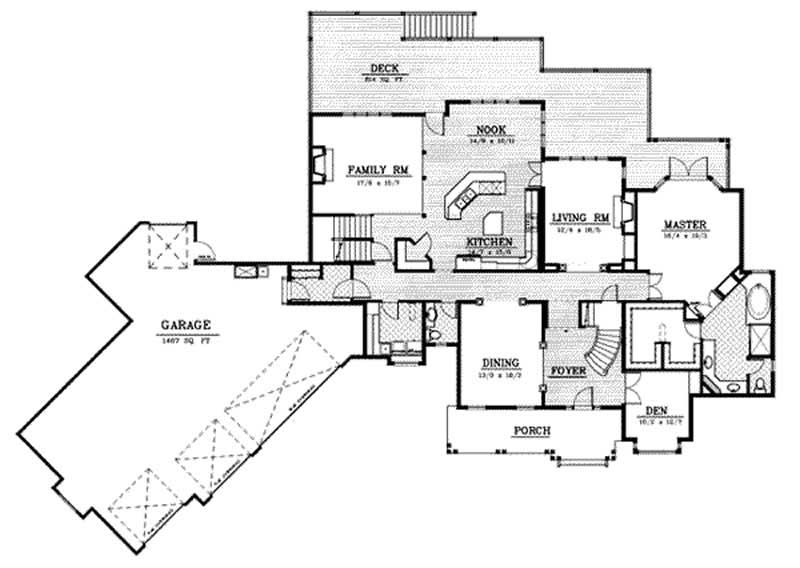 Floor Plan First Story of Country Plan #119-1145