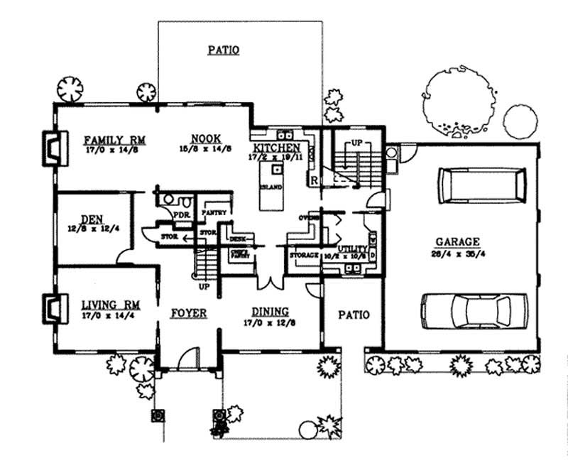 Floor Plan First Story of Colonial Plan #119-1146