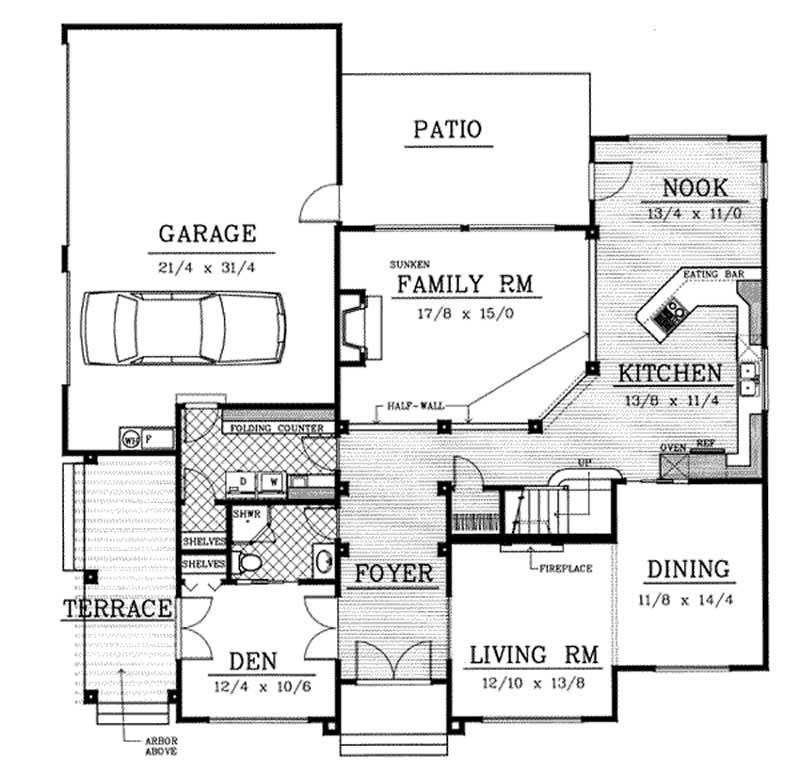 Floor Plan First Story of Colonial Plan #119-1148