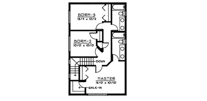Floor Plan Second Story of Country Plan #119-1151