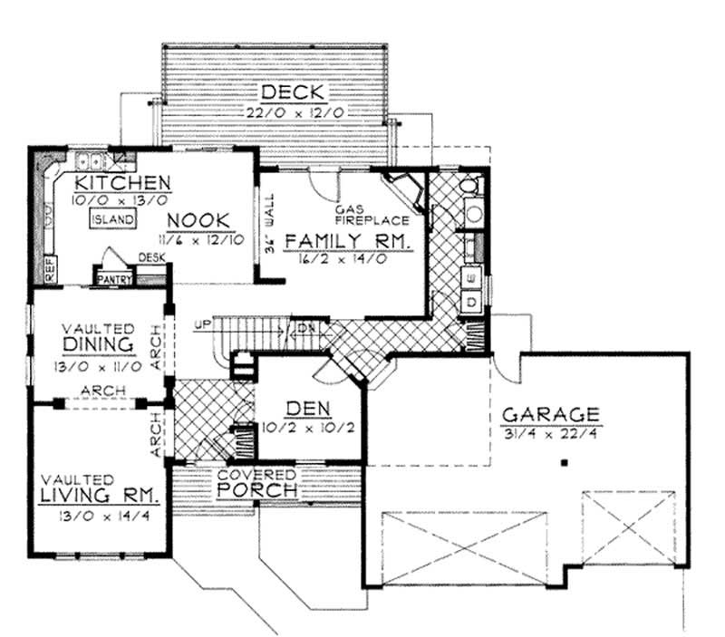 Floor Plan First Story of Country Plan #119-1154