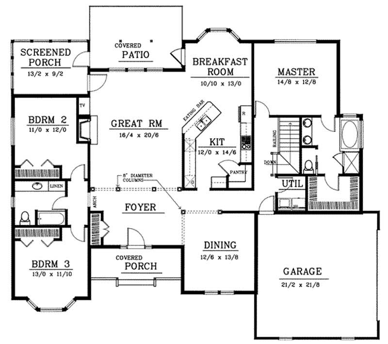 Floor Plan First Story of European Plan #119-1155