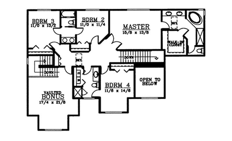 Floor Plan Second Story of European Plan #119-1159